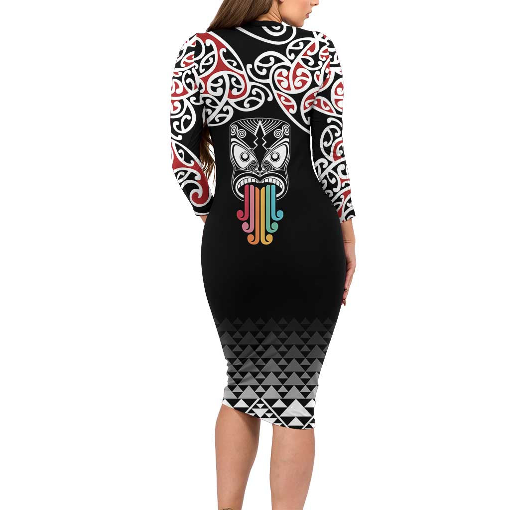 Kia Kaha Te Reo Maori Family Matching Long Sleeve Bodycon Dress and Hawaiian Shirt 50 Years Mo Ake Tonu Te Reo LT7 - Polynesian Pride