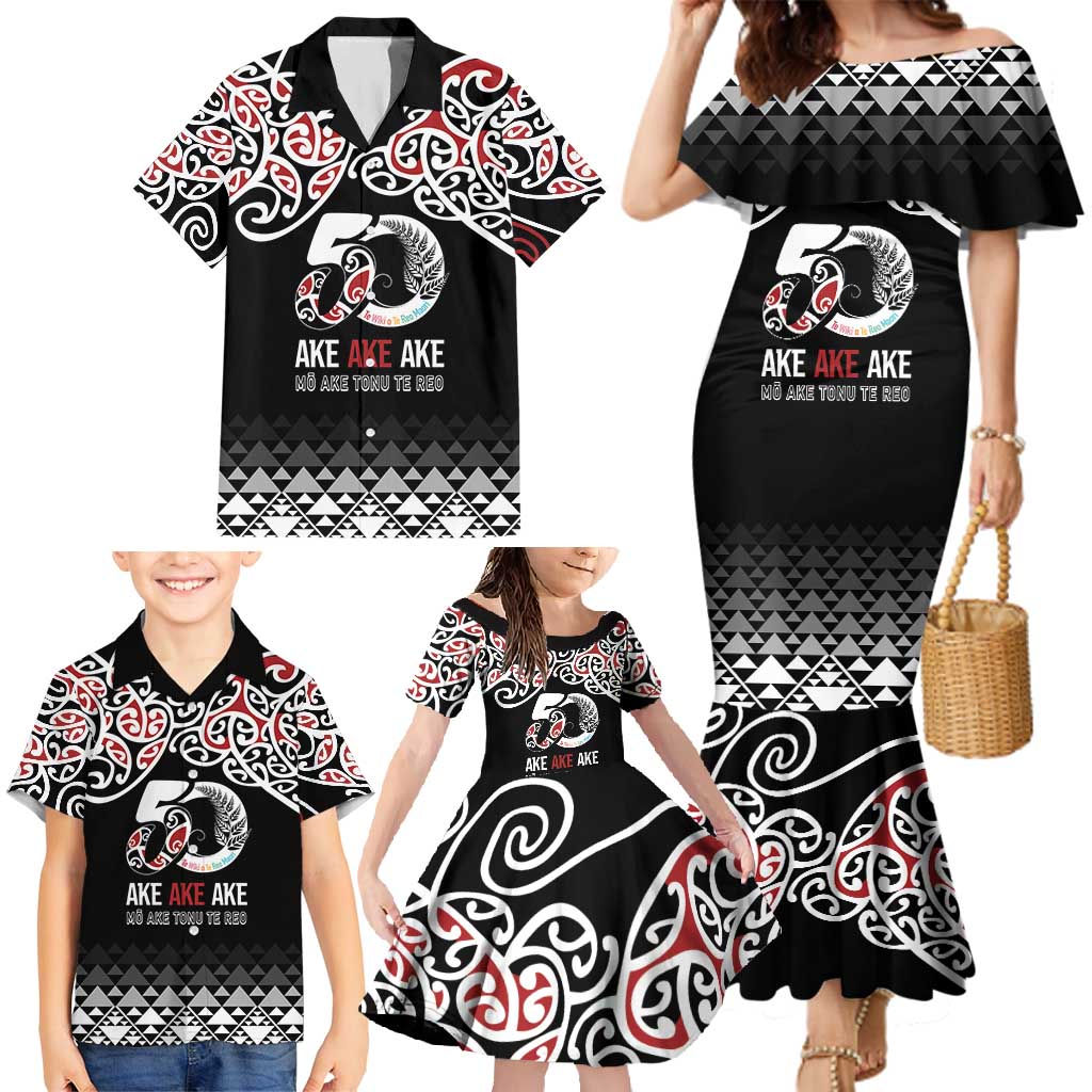 Kia Kaha Te Reo Maori Family Matching Mermaid Dress and Hawaiian Shirt 50 Years Mo Ake Tonu Te Reo LT7 - Polynesian Pride