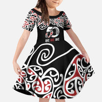 Kia Kaha Te Reo Maori Family Matching Off The Shoulder Long Sleeve Dress and Hawaiian Shirt 50 Years Mo Ake Tonu Te Reo - Polynesian Pride