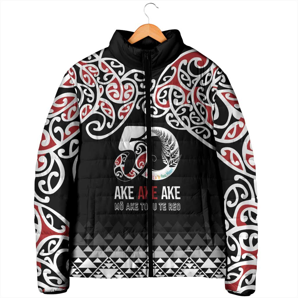 Kia Kaha Te Reo Maori Padded Jacket 50 Years Mo Ake Tonu Te Reo - Polynesian Pride