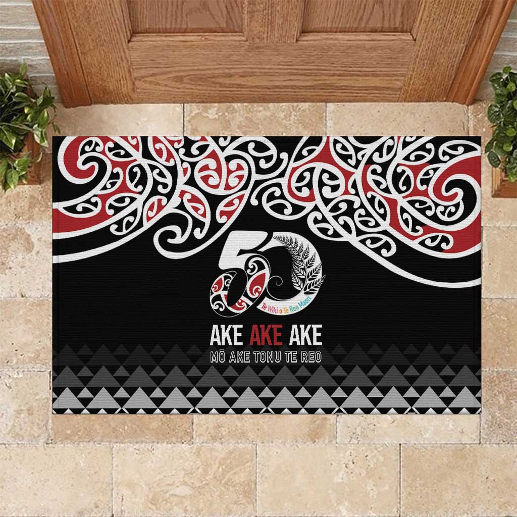 Kia Kaha Te Reo Maori Rubber Doormat 50 Years Mo Ake Tonu Te Reo - Polynesian Pride
