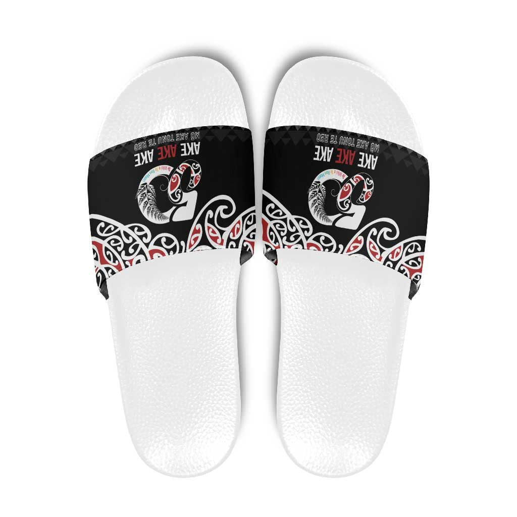 Kia Kaha Te Reo Maori Slide Sandals 50 Years Mo Ake Tonu Te Reo - Polynesian Pride
