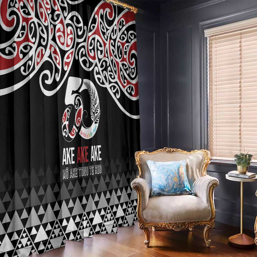 Kia Kaha Te Reo Maori Window Curtain 50 Years Mo Ake Tonu Te Reo - Polynesian Pride