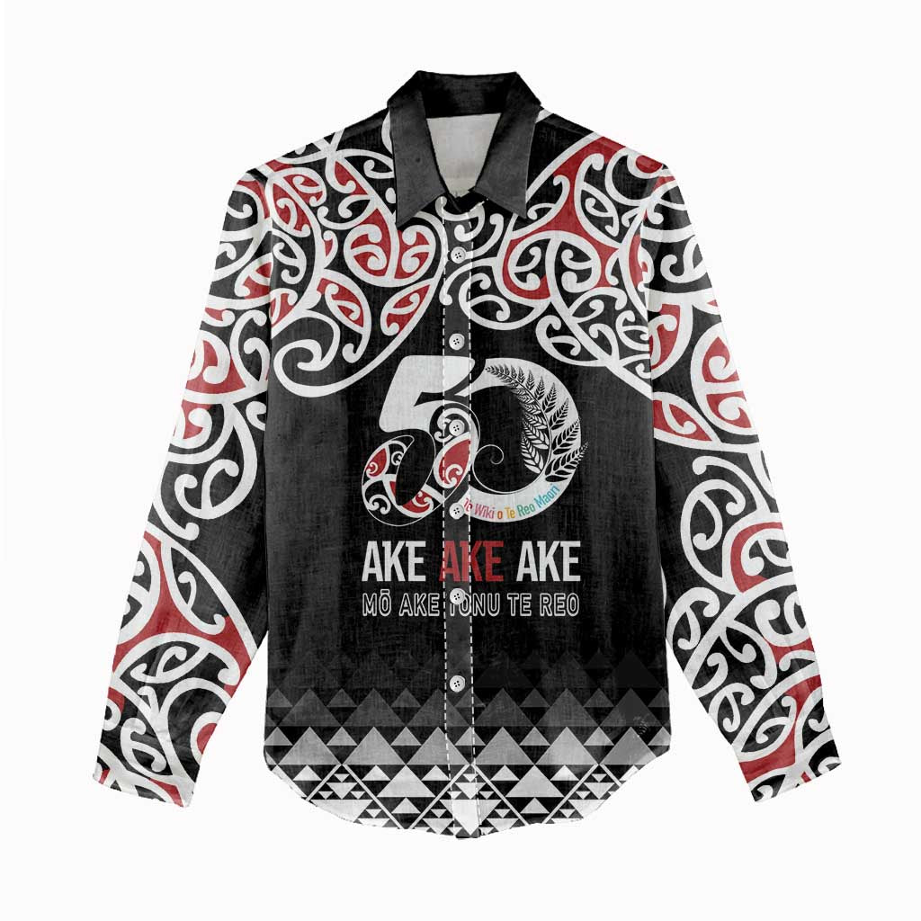 Kia Kaha Te Reo Maori Women Casual Shirt 50 Years Mo Ake Tonu Te Reo - Polynesian Pride