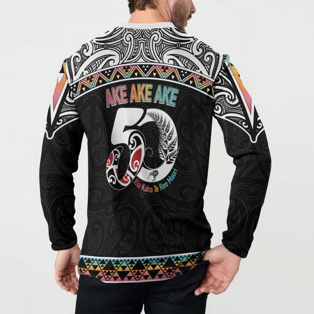 50 Years Kia Kaha Te Reo Maori Button Sweatshirt Ake Ake Ake! - Polynesian Pride