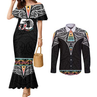 50 Years Kia Kaha Te Reo Maori Couples Matching Mermaid Dress and Long Sleeve Button Shirt Ake Ake Ake! - Polynesian Pride