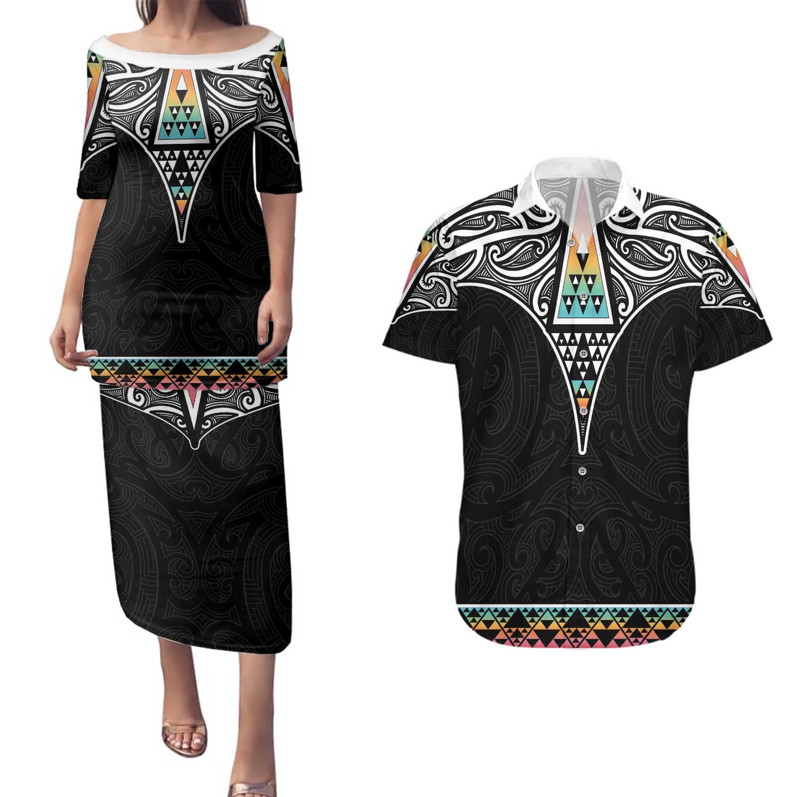 50 Years Kia Kaha Te Reo Maori Couples Matching Puletasi and Hawaiian Shirt Ake Ake Ake! - Polynesian Pride