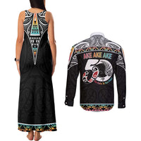 50 Years Kia Kaha Te Reo Maori Couples Matching Tank Maxi Dress and Long Sleeve Button Shirt Ake Ake Ake! - Polynesian Pride