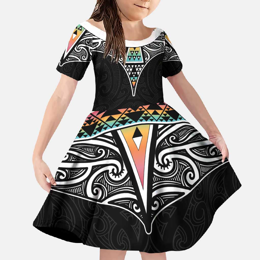 50 Years Kia Kaha Te Reo Maori Family Matching Mermaid Dress and Hawaiian Shirt Ake Ake Ake! LT7 Daughter's Dress White - Polynesian Pride