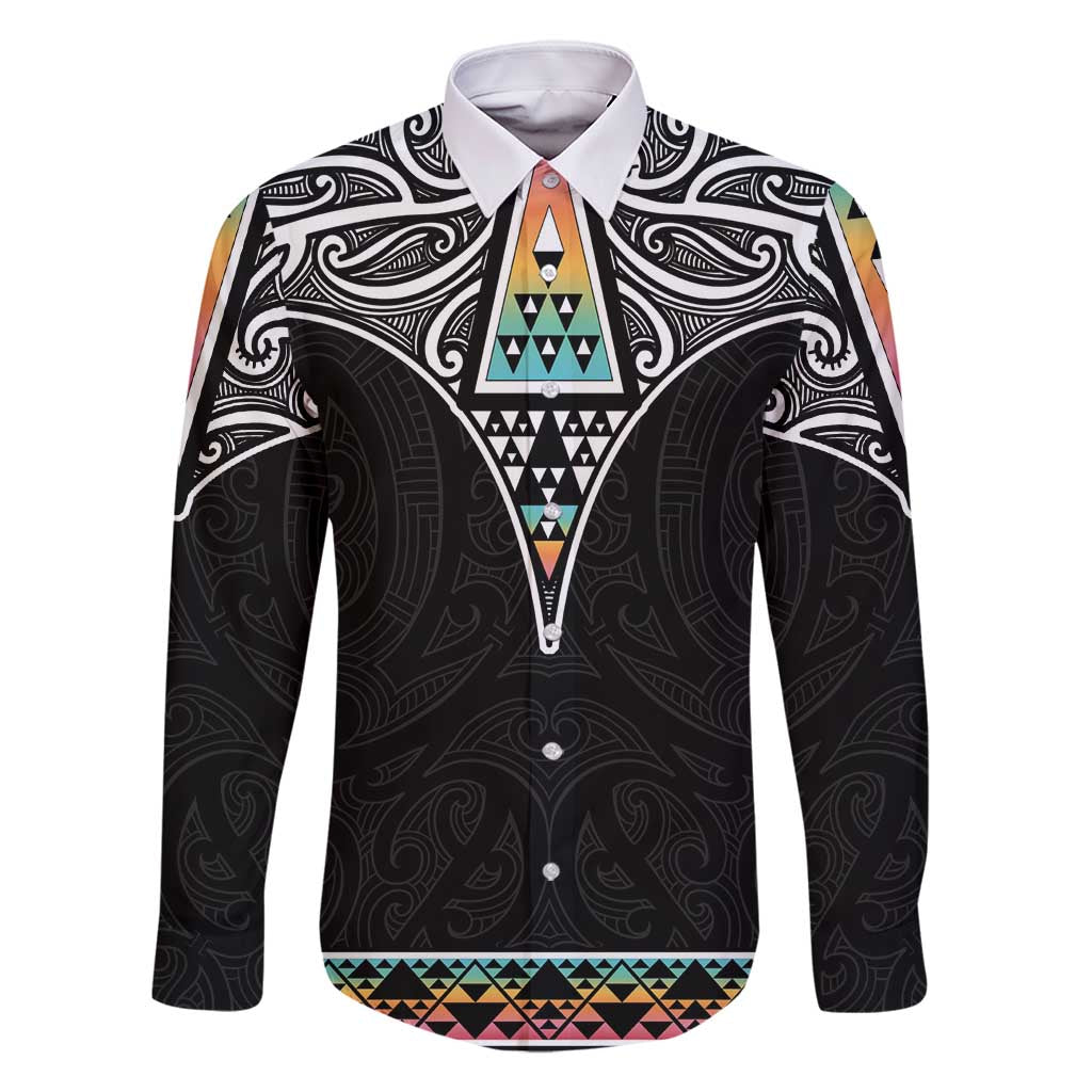 50 Years Kia Kaha Te Reo Maori Family Matching Mermaid Dress and Hawaiian Shirt Ake Ake Ake! LT7 Dad's Shirt - Long Sleeve White - Polynesian Pride