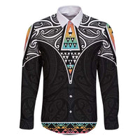 50 Years Kia Kaha Te Reo Maori Family Matching Mermaid Dress and Hawaiian Shirt Ake Ake Ake! LT7 Dad's Shirt - Long Sleeve White - Polynesian Pride