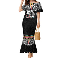 50 Years Kia Kaha Te Reo Maori Family Matching Mermaid Dress and Hawaiian Shirt Ake Ake Ake! LT7 Mom's Dress White - Polynesian Pride