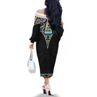 50 Years Kia Kaha Te Reo Maori Family Matching Off The Shoulder Long Sleeve Dress and Hawaiian Shirt Ake Ake Ake! - Polynesian Pride