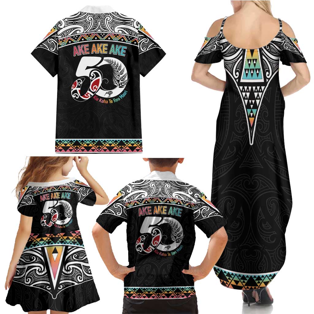 50 Years Kia Kaha Te Reo Maori Family Matching Summer Maxi Dress and Hawaiian Shirt Ake Ake Ake! - Polynesian Pride