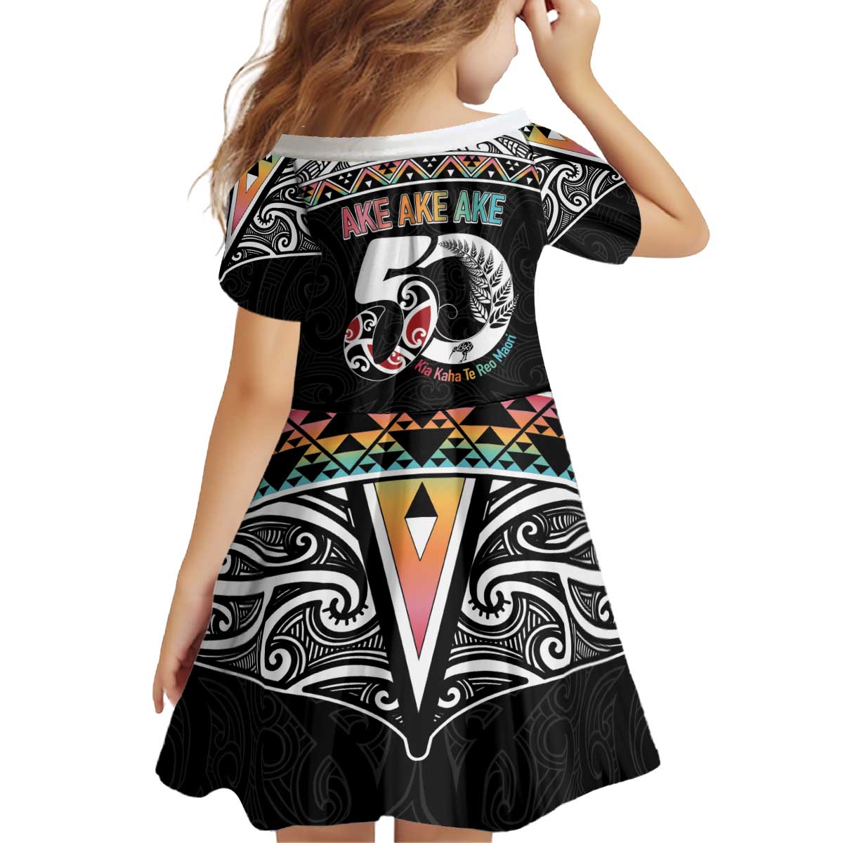 50 Years Kia Kaha Te Reo Maori Kid Short Sleeve Dress Ake Ake Ake! - Polynesian Pride