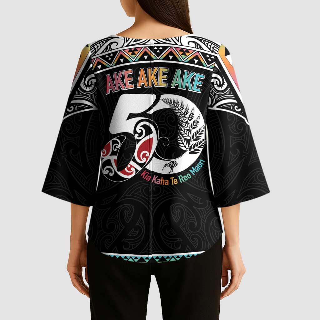 50 Years Kia Kaha Te Reo Maori Kimono Sleeve Blouse Ake Ake Ake! - Polynesian Pride