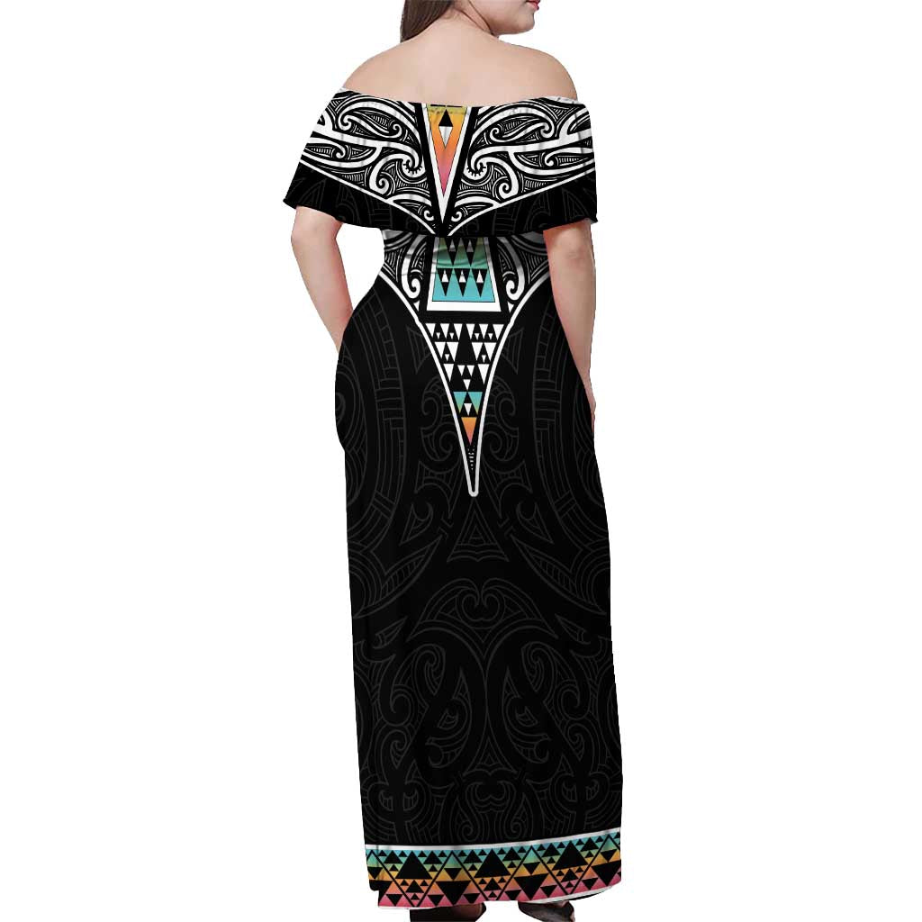 50 Years Kia Kaha Te Reo Maori Off Shoulder Maxi Dress Ake Ake Ake! - Polynesian Pride