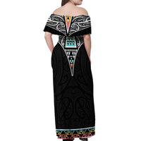 50 Years Kia Kaha Te Reo Maori Off Shoulder Maxi Dress Ake Ake Ake! - Polynesian Pride