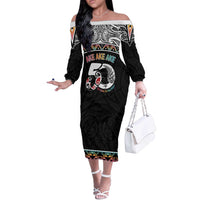 50 Years Kia Kaha Te Reo Maori Off The Shoulder Long Sleeve Dress Ake Ake Ake! - Polynesian Pride