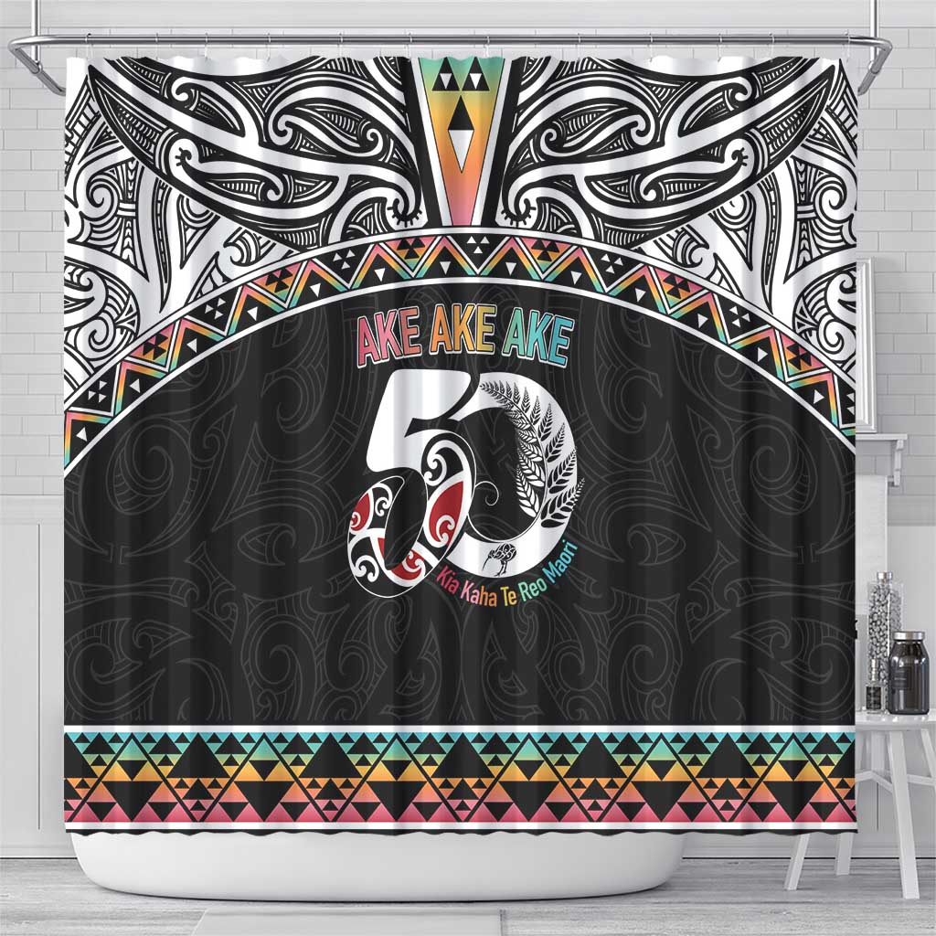 50 Years Kia Kaha Te Reo Maori Shower Curtain Ake Ake Ake! - Polynesian Pride