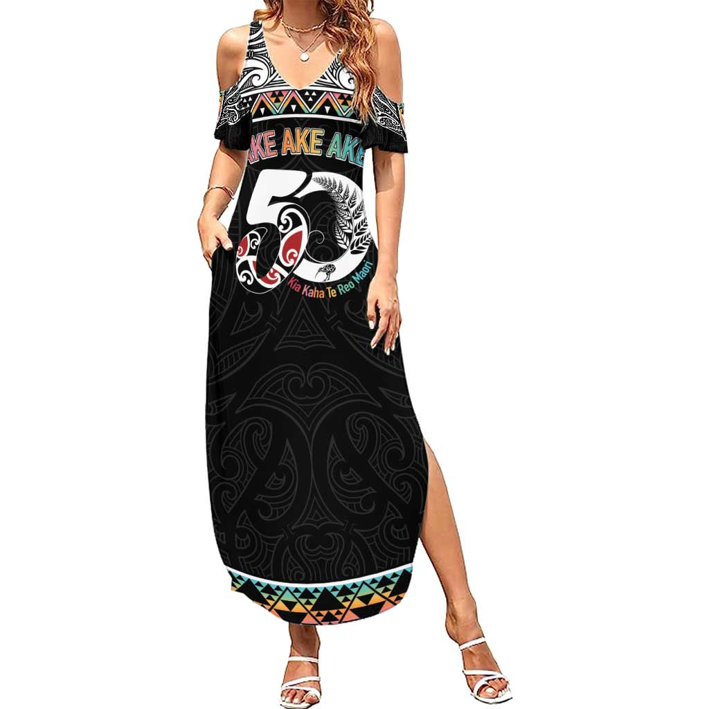 50 Years Kia Kaha Te Reo Maori Summer Maxi Dress Ake Ake Ake! - Polynesian Pride