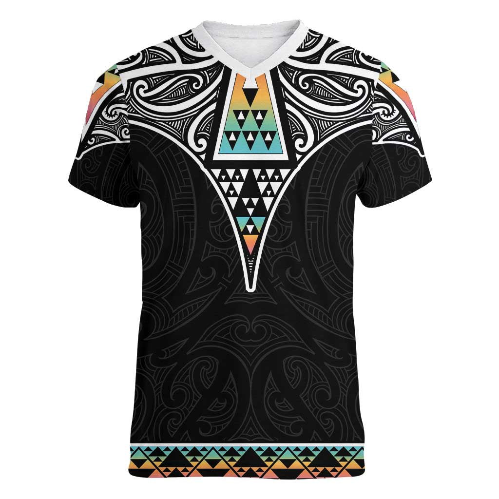 50 Years Kia Kaha Te Reo Maori Women V-Neck T-Shirt Ake Ake Ake! - Polynesian Pride