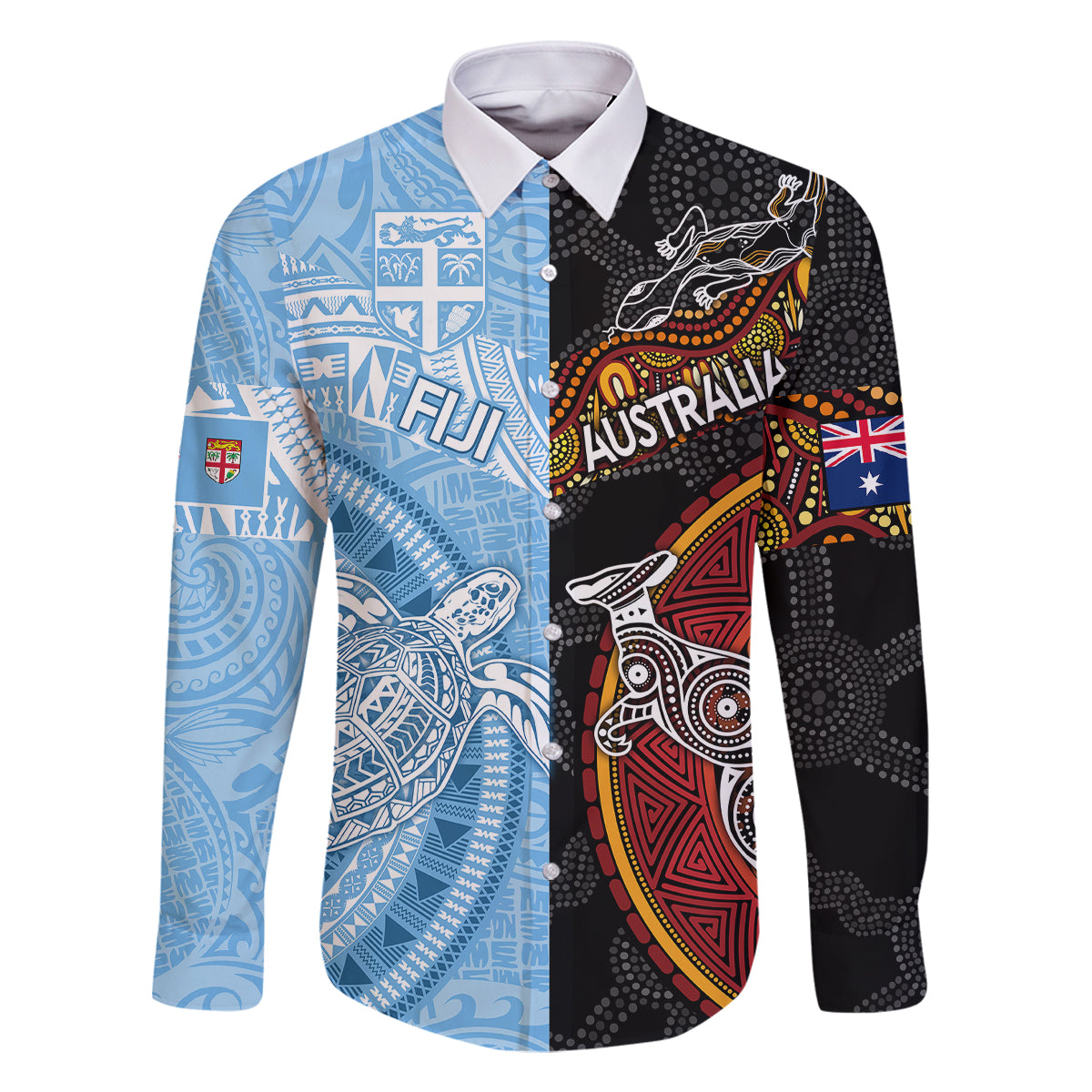 personalised-fiji-and-australia-family-matching-off-shoulder-short-dress-and-hawaiian-shirt-masi-patterns-mix-aboriginal-art