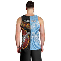 Personalised Fiji and Australia Men Tank Top Masi Patterns Mix Aboriginal Art LT7 - Polynesian Pride