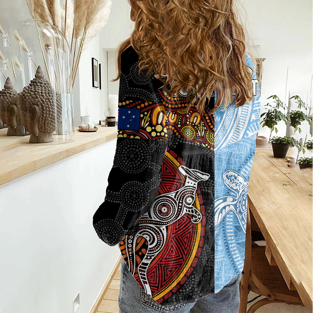 personalised-fiji-and-australia-women-casual-shirt-masi-patterns-mix-aboriginal-art