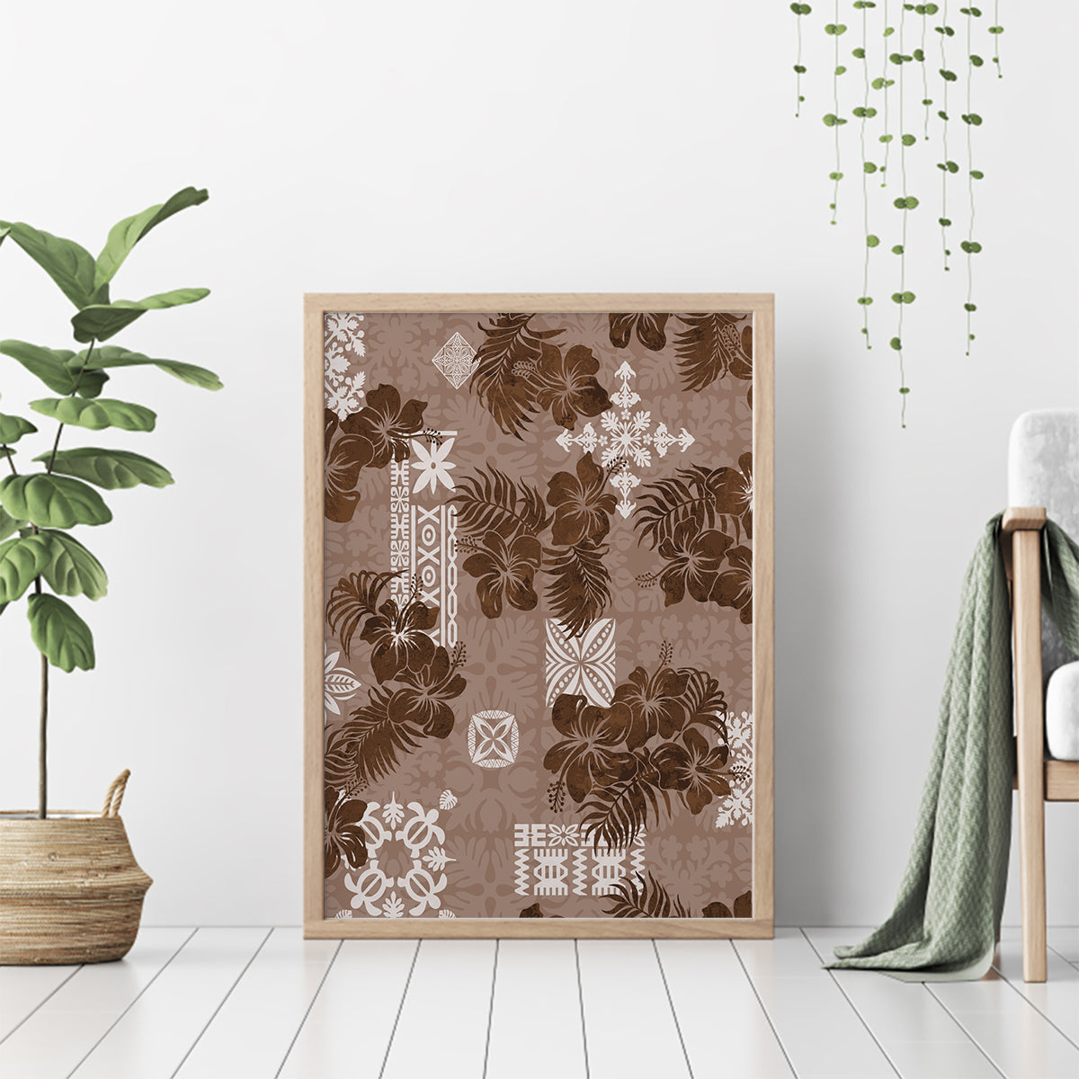 vintage-hawaii-canvas-wall-art-hibiscus-mix-hawaiian-quilt-patches-brown