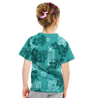 Vintage Hawaii Kid T Shirt Hibiscus Mix Hawaiian Quilt Patches - Teal LT7 - Polynesian Pride