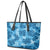 Hawaii Tapa Leather Tote Bag Hibiscus Mix Hawaiian Quilt Patches - Blue LT7 - Polynesian Pride