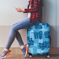 Hawaii Tapa Luggage Cover Hibiscus Mix Hawaiian Quilt Patches - Blue LT7 - Polynesian Pride