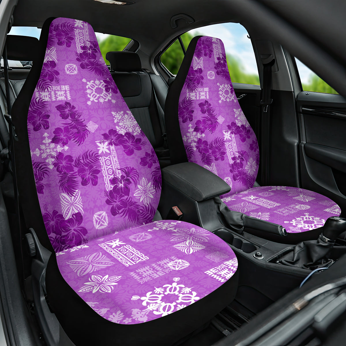 Hawaii Tapa Car Seat Cover Hibiscus Mix Hawaiian Quilt Patches - Violet LT7 One Size Violet - Polynesian Pride