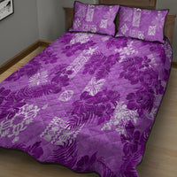 Hawaii Tapa Quilt Bed Set Hibiscus Mix Hawaiian Quilt Patches - Violet LT7 - Polynesian Pride