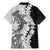 Polynesian Plumeria Lei Family Matching Mermaid Dress and Hawaiian Shirt with Hammerhead Shark