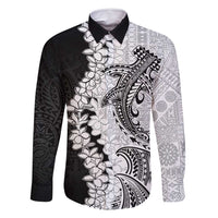 Polynesian Plumeria Lei Family Matching Mermaid Dress and Hawaiian Shirt with Hammerhead Shark