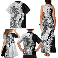 Polynesian Plumeria Lei Family Matching Tank Maxi Dress and Hawaiian Shirt with Hammerhead Shark