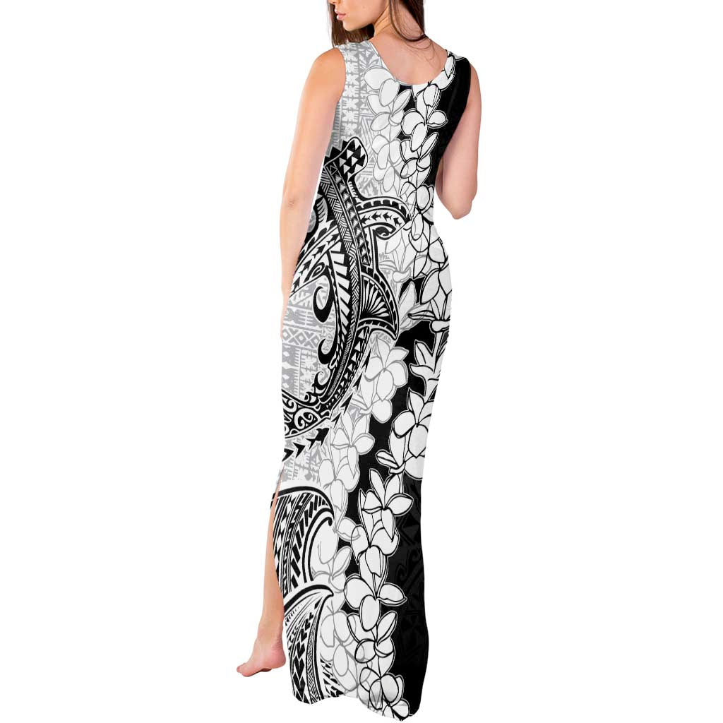 Polynesian Plumeria Lei Tank Maxi Dress with Hammerhead Shark