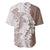 Polynesian Beige Plumeria Lei Baseball Jersey with Hammerhead Shark