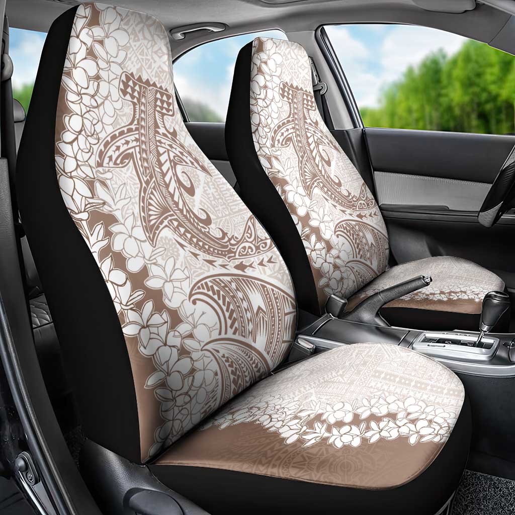 Polynesian Beige Plumeria Lei Car Seat Cover with Hammerhead Shark LT7 - Polynesian Pride