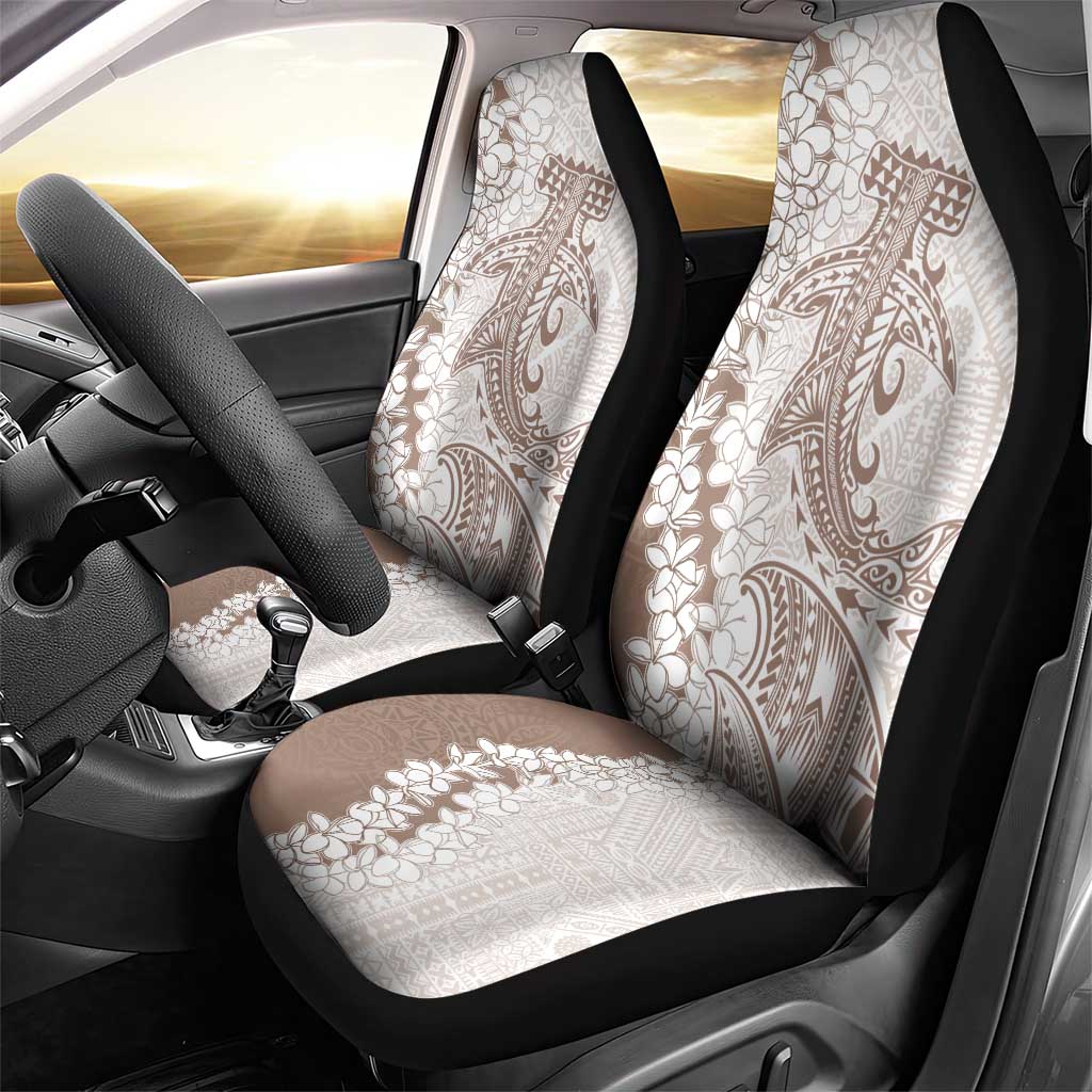 Polynesian Beige Plumeria Lei Car Seat Cover with Hammerhead Shark LT7 - Polynesian Pride