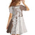 Polynesian Beige Plumeria Lei Family Matching Long Sleeve Bodycon Dress and Hawaiian Shirt with Hammerhead Shark