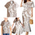 Polynesian Beige Plumeria Lei Family Matching Mermaid Dress and Hawaiian Shirt with Hammerhead Shark