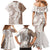 Polynesian Beige Plumeria Lei Family Matching Mermaid Dress and Hawaiian Shirt with Hammerhead Shark