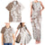 Polynesian Beige Plumeria Lei Family Matching Tank Maxi Dress and Hawaiian Shirt with Hammerhead Shark