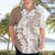 Polynesian Beige Plumeria Lei Hawaiian Shirt with Hammerhead Shark