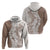 Polynesian Beige Plumeria Lei Hoodie with Hammerhead Shark