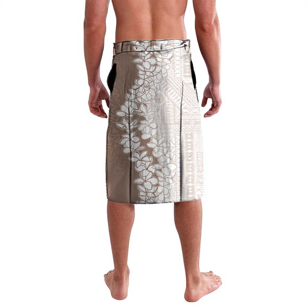 Polynesian Beige Plumeria Lei Lavalava with Hammerhead Shark