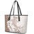 Polynesian Beige Plumeria Lei Leather Tote Bag with Hammerhead Shark